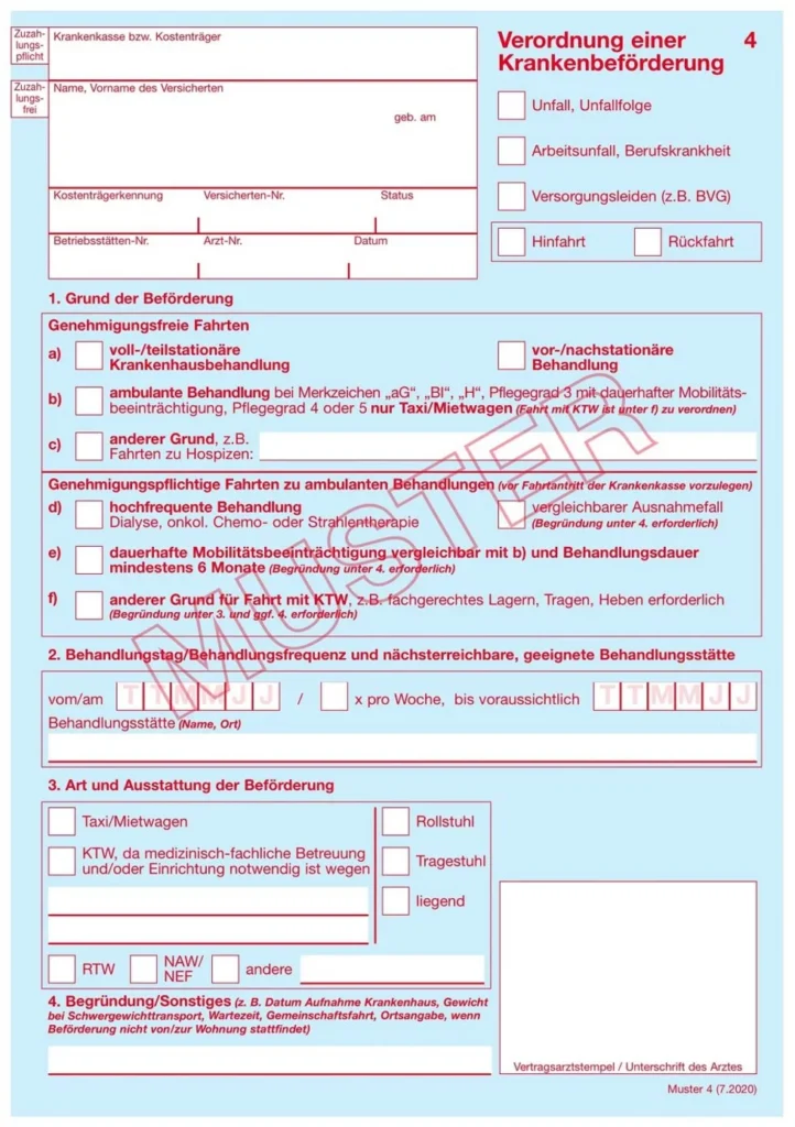 Krankentransport Abrechnung Musterformular